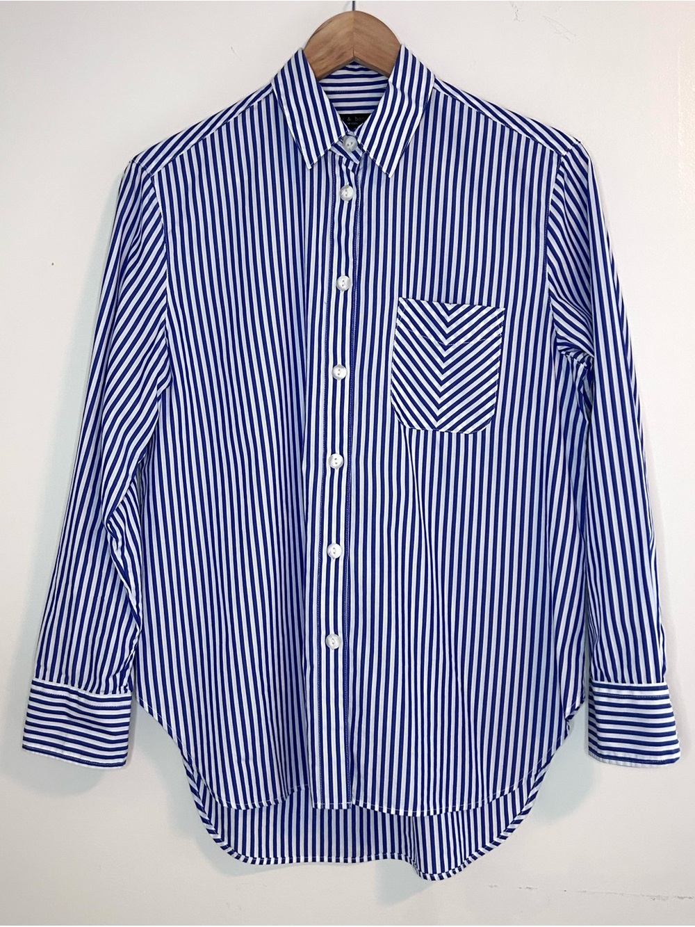 Rag & Bone oversized Maxine Poplin Blue White Stripe Button Up Shirt Sz XS - Picture 3 of 11